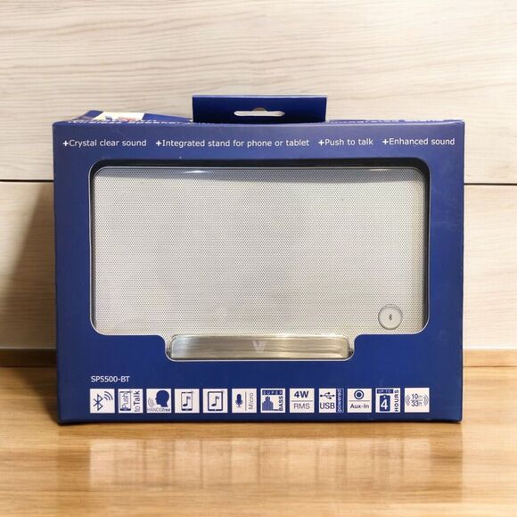 V7 Portable Bluetooth Wireless Speaker & Stand SP5500-BT-WHT-9NC *NOB* - Picture 1 of 4